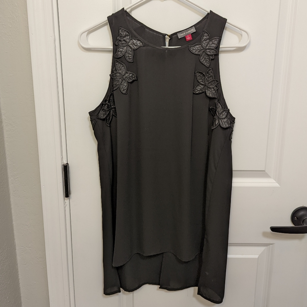 Vince Camuto Sleeveless Hi-Low Top Size Small Black